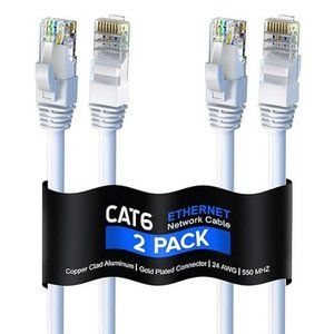Cat6 Ethernet Cable RJ45 Cable, LAN Cable, Patch Cable 25ft (2 Pack), White
